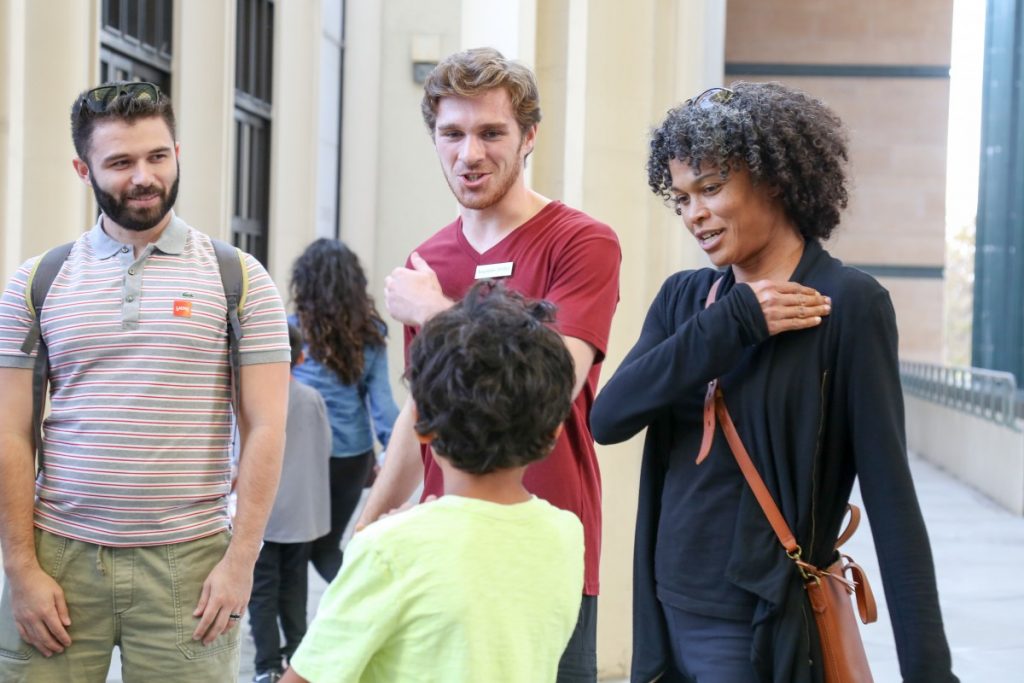 BFA student Noah Guthier teaches Acquisition to museum goers at LACMA | Photo by Carolyn DiLoreto