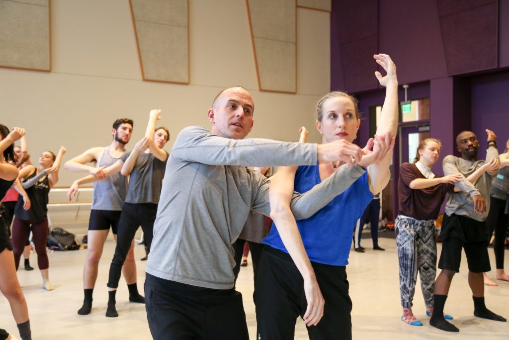 Wendy Whelan and Brian Brooks teach the BFA students a class at GKIDC. Photo by Carolyn DiLoreto