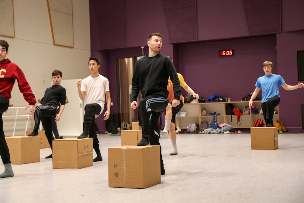 Chris Scott rehearses his piece at USC Kaufman. Photo by Carolyn DiLoreto