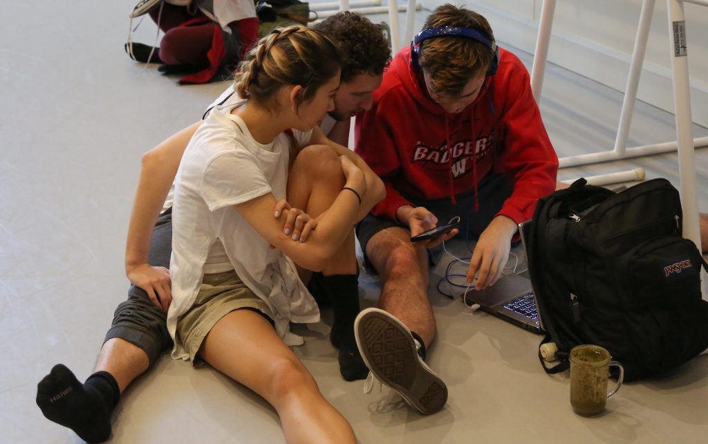 Jessica, Adam and Aidan between classes at USC Kaufman