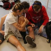 Jessica, Adam and Aidan between classes at USC Kaufman