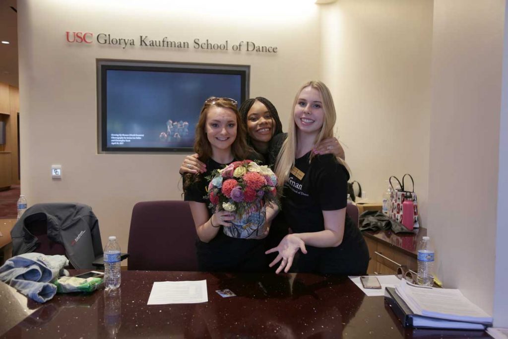 USC Kaufman students man the front desk at 2018 BFA auditions | Photo by Mary Mallaney