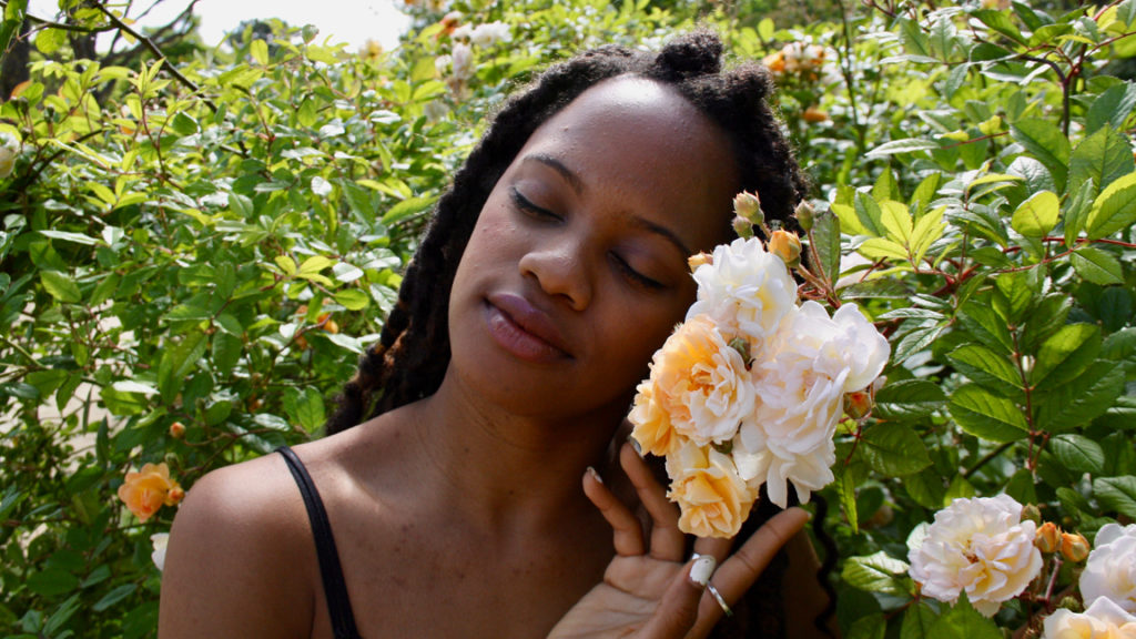 woman with flower