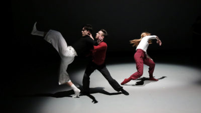 Zackery Torres, Matthew Perko and Sidney Ramsey in student choreography