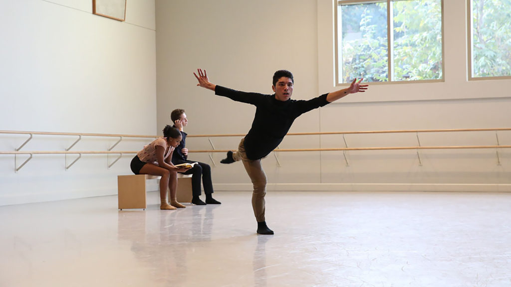 Benjamin Peralta dancing in the studio.