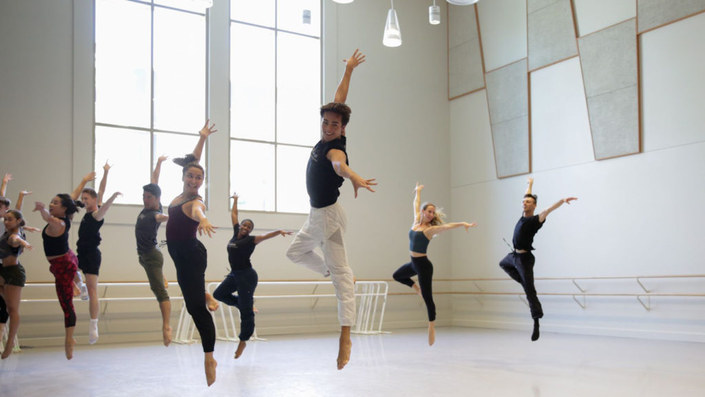 Zackery Torres jumping in the studio.