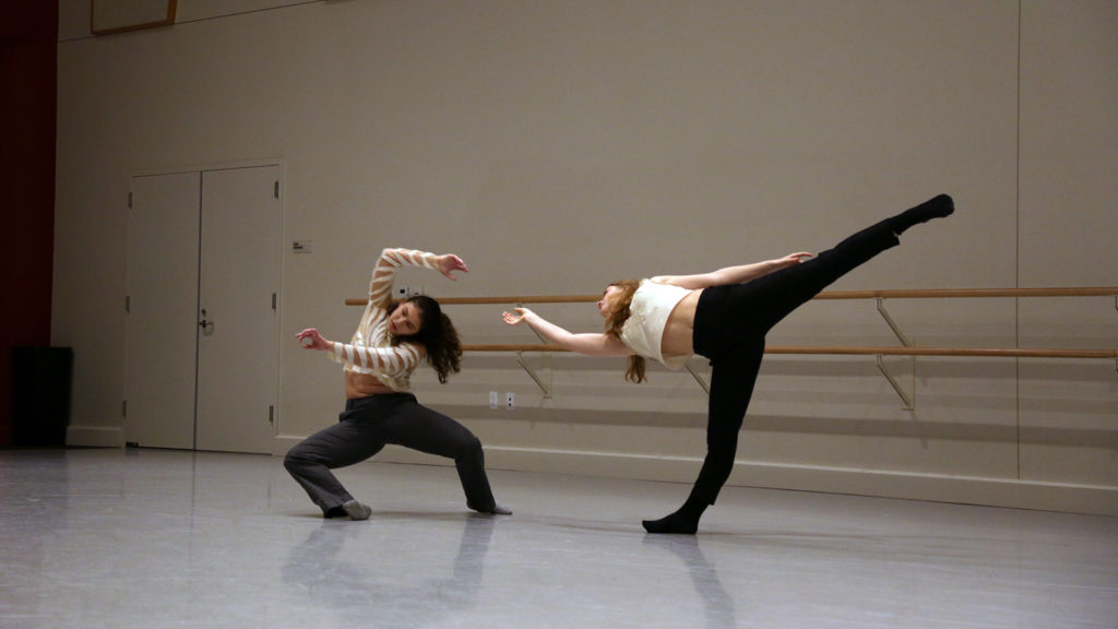 Bella Allen and India Dobbie performing in dance studio