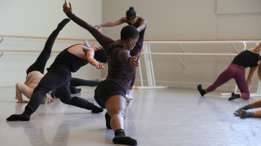 Dancers improvising in a studio