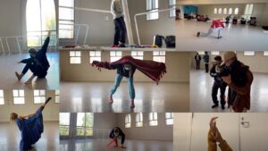 Collage of students dancing in a studio