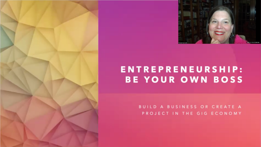 Presentation on Entrepreneurship: Be Your Own Boss with Marianne Szymanski