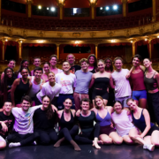 a group of BFA students pose onstage in Furth, Germany