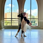 Landon Spurbeck (BFA '28) and Amara Duke (BFA '28) rehearsing for Emma Marcellana's Fresh Shesh piece | Photo by Emma Marcellana