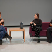 Professor Amy O'Neal, Toogie, and Rubberlegz in dialogue at Visions & Voices: Kaufman Converge | Photo by Rhaine Marquardt