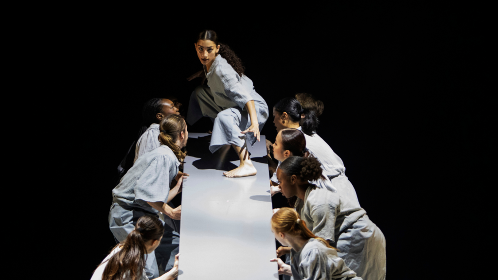 Kali Sayles (BFA '26) and ensemble in "Balkan Beat Box", choreographed by Tyce Diorio | Photo by Rose Eichenbaum