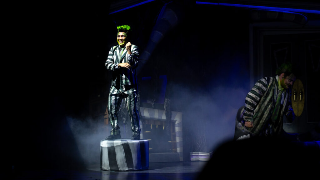 Hayden Rivas (BFA '24) in "Beetlejuice" on Norwegian Cruise Lines | Photo by Evie Wong